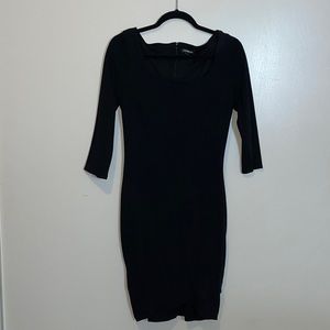 Long Sleeve Black Midi Bodycon Dress Size Small